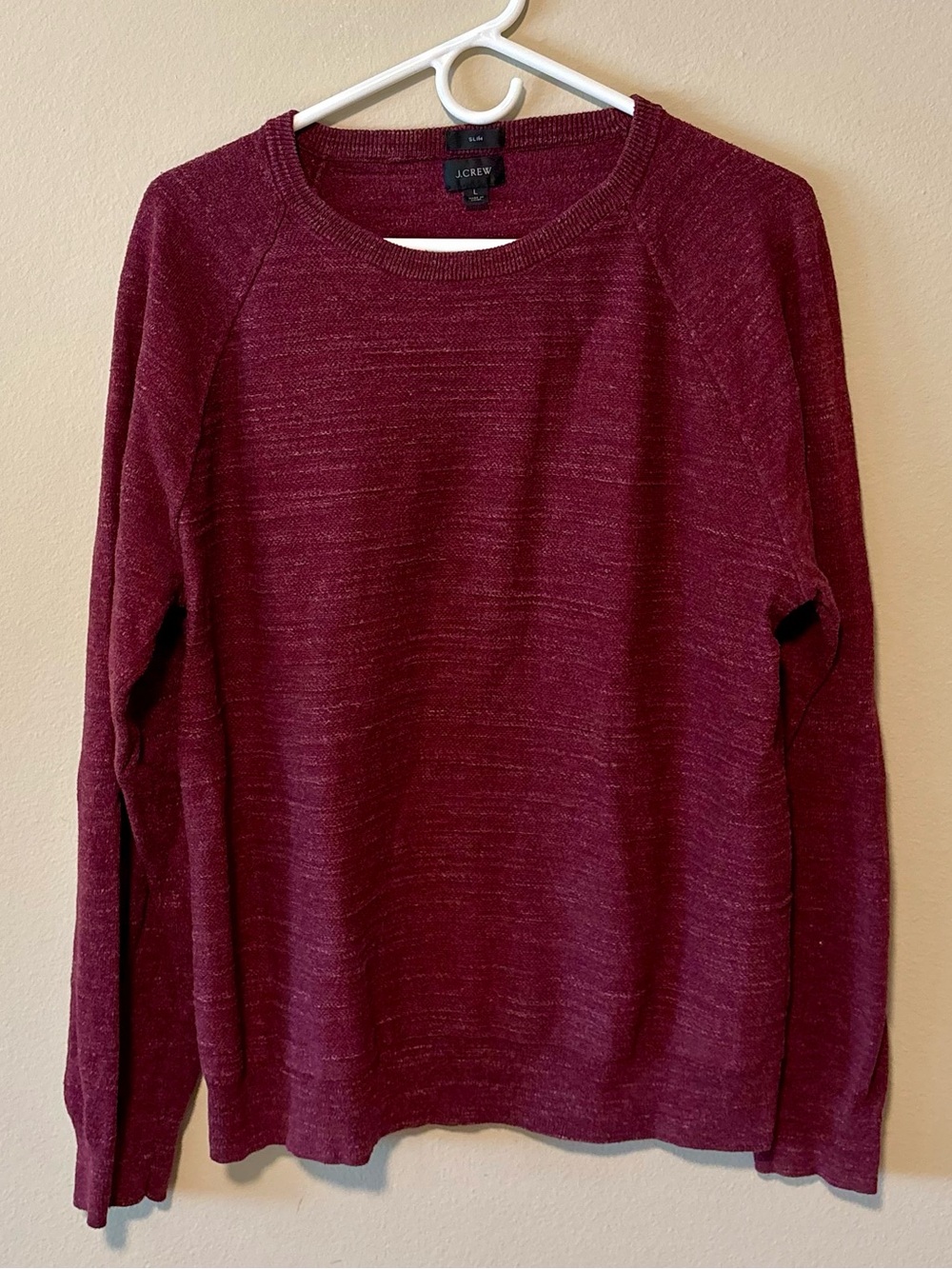 J.Crew Men’s Slim Crewneck Sweater in Wine Red